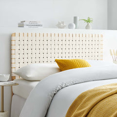 Sparta Natural/Beige Weave Vegan Leather Full Headboard - 1x55.5" - Ornate Home