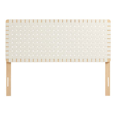 Sparta Natural/Beige Weave Vegan Leather Full Headboard - 1x55.5" - Ornate Home