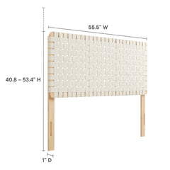 Sparta Natural/Beige Weave Vegan Leather Full Headboard - 1x55.5" - Ornate Home