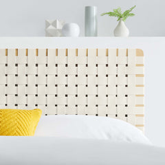 Sparta Natural/Beige Weave Vegan Leather Full Headboard - 1x55.5" - Ornate Home
