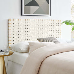 Sparta Natural/Beige Weave Vegan Leather Full Headboard - 1x55.5x22.6" - Ornate Home