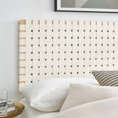 Sparta Natural/Beige Weave Vegan Leather Full Headboard - 1x55.5x22.6" - Ornate Home