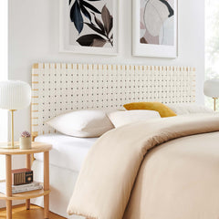 Sparta Natural/Beige Weave Vegan Leather King Headboard - Ornate Home