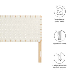 Sparta Natural/Beige Weave Vegan Leather King Headboard - Ornate Home