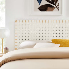 Sparta Natural/Beige Weave Vegan Leather King Headboard - Ornate Home