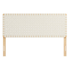 Sparta Natural/Beige Weave Vegan Leather Queen Headboard - Ornate Home