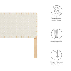 Sparta Natural/Beige Weave Vegan Leather Queen Headboard - Ornate Home