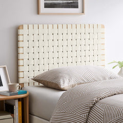 Sparta Natural/Beige Weave Vegan Leather Twin Headboard - Ornate Home