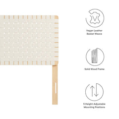 Sparta Natural/Beige Weave Vegan Leather Twin Headboard - Ornate Home