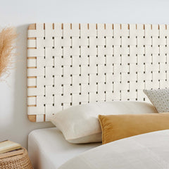 Sparta Natural/Beige Weave Wall-Mount Vegan Leather King Headboard - Ornate Home