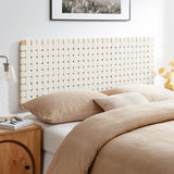 Sparta Natural/Beige Weave Wall-Mount Vegan Leather Queen Headboard - Ornate Home