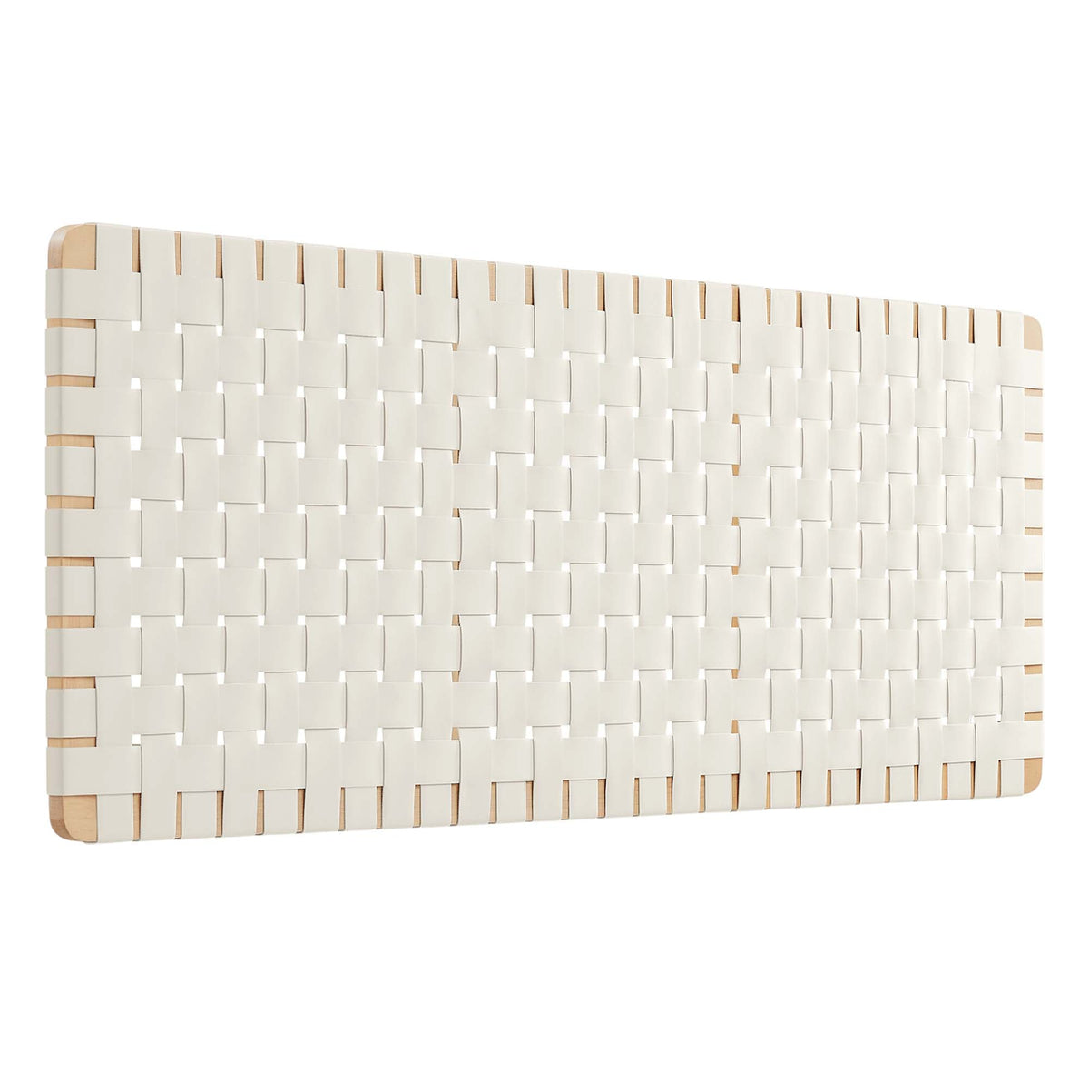 Sparta Natural/Beige Weave Wall-Mount Vegan Leather Queen Headboard - Ornate Home