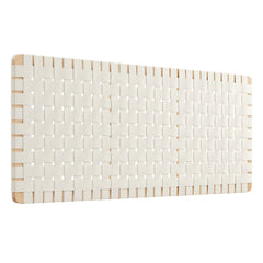 Sparta Natural/Beige Weave Wall-Mount Vegan Leather Queen Headboard - Ornate Home