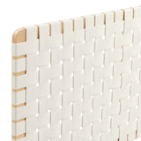 Sparta Natural/Beige Weave Wall-Mount Vegan Leather Queen Headboard - Ornate Home