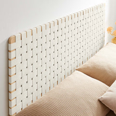 Sparta Natural/Beige Weave Wall-Mount Vegan Leather Queen Headboard - Ornate Home