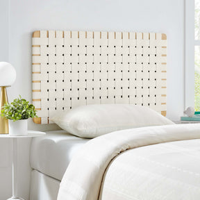 Sparta Natural/Beige Weave Wall-Mount Vegan Leather Twin Headboard - Ornate Home