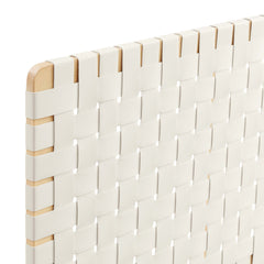 Sparta Natural/Beige Weave Wall-Mount Vegan Leather Twin Headboard - Ornate Home