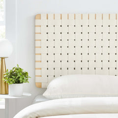 Sparta Natural/Beige Weave Wall-Mount Vegan Leather Twin Headboard - Ornate Home
