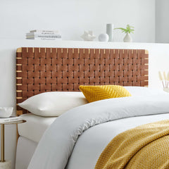 Sparta Natural/Brown Weave Vegan Leather Full Headboard - 1x55.5" - Ornate Home