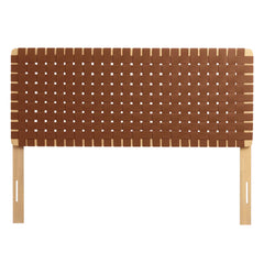 Sparta Natural/Brown Weave Vegan Leather Full Headboard - 1x55.5" - Ornate Home