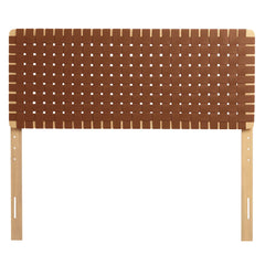 Sparta Natural/Brown Weave Vegan Leather Full Headboard - 1x55.5" - Ornate Home