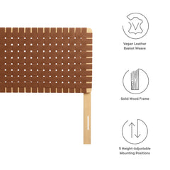 Sparta Natural/Brown Weave Vegan Leather Full Headboard - 1x55.5" - Ornate Home