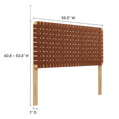 Sparta Natural/Brown Weave Vegan Leather Full Headboard - 1x55.5" - Ornate Home