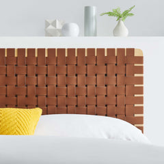 Sparta Natural/Brown Weave Vegan Leather Full Headboard - 1x55.5" - Ornate Home