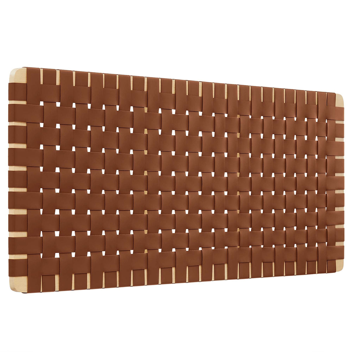 Sparta Natural/Brown Weave Vegan Leather Full Headboard - 1x55.5x22.6" - Ornate Home
