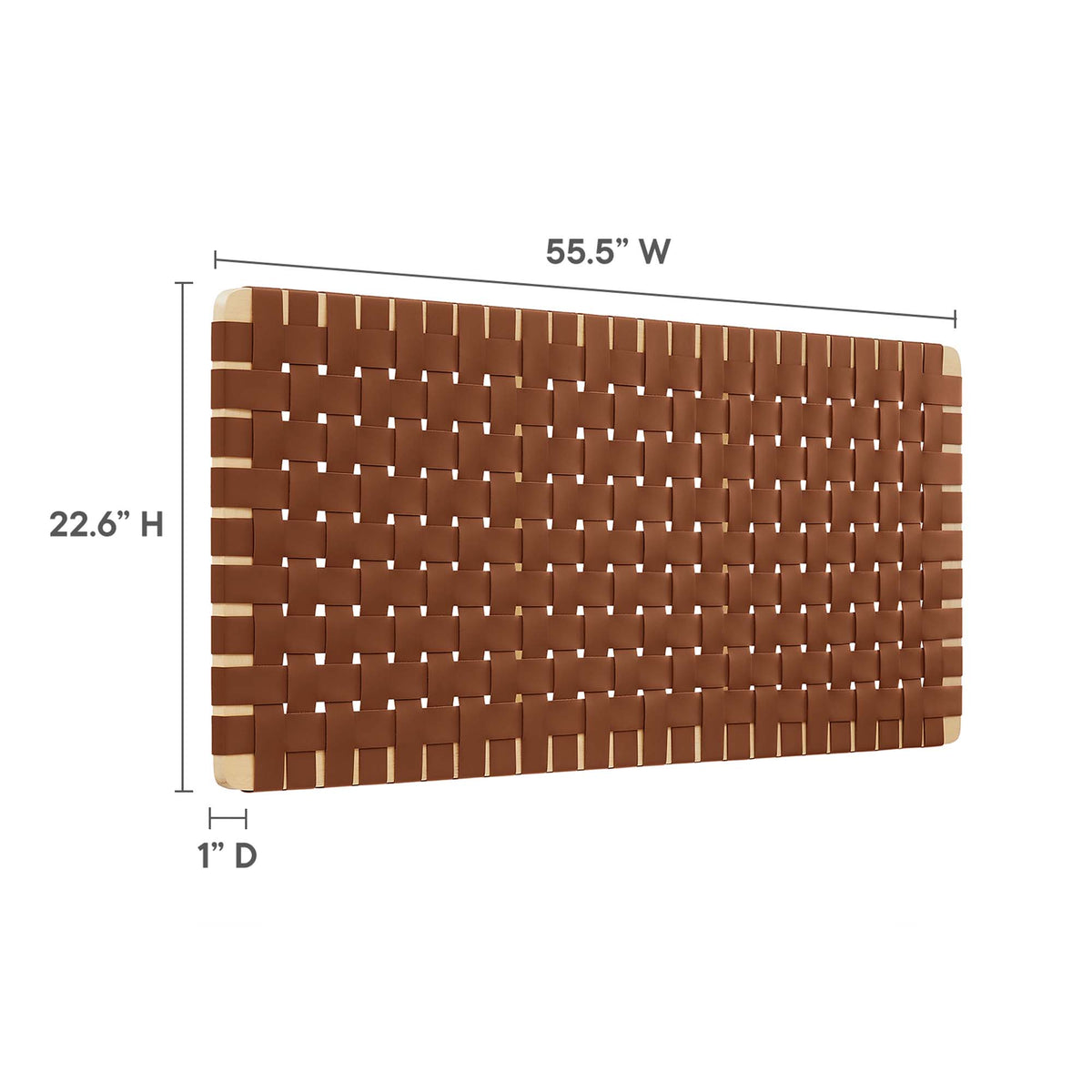 Sparta Natural/Brown Weave Vegan Leather Full Headboard - 1x55.5x22.6" - Ornate Home