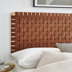 Sparta Natural/Brown Weave Vegan Leather Full Headboard - 1x55.5x22.6" - Ornate Home