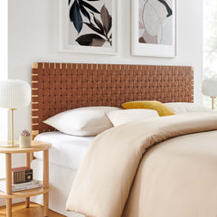 Sparta Natural/Brown Weave Vegan Leather King Headboard - Ornate Home