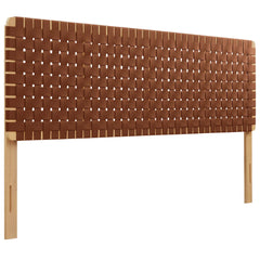 Sparta Natural/Brown Weave Vegan Leather King Headboard - Ornate Home