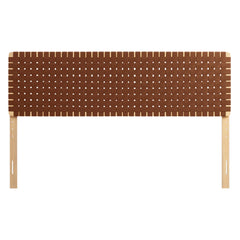 Sparta Natural/Brown Weave Vegan Leather King Headboard - Ornate Home