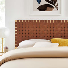 Sparta Natural/Brown Weave Vegan Leather King Headboard - Ornate Home