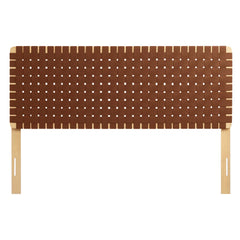 Sparta Natural/Brown Weave Vegan Leather Queen Headboard - Ornate Home