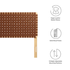 Sparta Natural/Brown Weave Vegan Leather Queen Headboard - Ornate Home