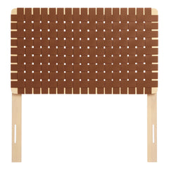 Sparta Natural/Brown Weave Vegan Leather Twin Headboard - Ornate Home
