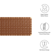 Sparta Natural/Brown Weave Wall-Mount Vegan Leather King Headboard - Ornate Home