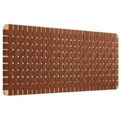 Sparta Natural/Brown Weave Wall-Mount Vegan Leather Queen Headboard - Ornate Home