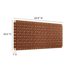 Sparta Natural/Brown Weave Wall-Mount Vegan Leather Queen Headboard - Ornate Home