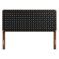 Sparta Walnut/Black Weave Vegan Leather Full Headboard - 1x55.5" - Ornate Home