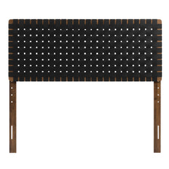 Sparta Walnut/Black Weave Vegan Leather Full Headboard - 1x55.5" - Ornate Home