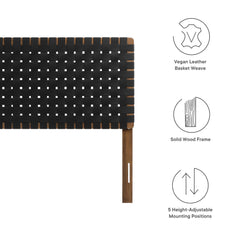 Sparta Walnut/Black Weave Vegan Leather Full Headboard - 1x55.5" - Ornate Home