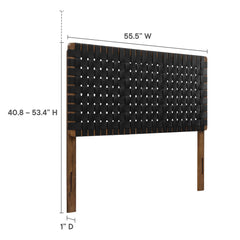 Sparta Walnut/Black Weave Vegan Leather Full Headboard - 1x55.5" - Ornate Home