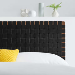 Sparta Walnut/Black Weave Vegan Leather Full Headboard - 1x55.5" - Ornate Home