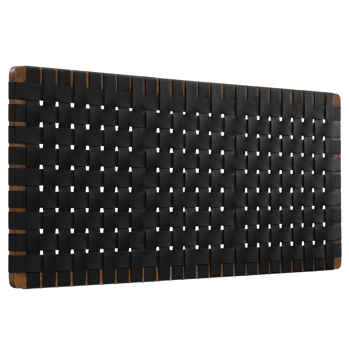Sparta Walnut/Black Weave Vegan Leather Full Headboard - 1x55.5x22.6" - Ornate Home