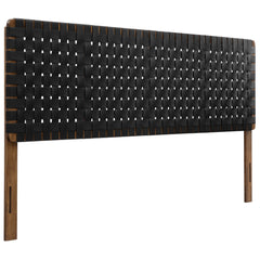 Sparta Walnut/Black Weave Vegan Leather King Headboard - Ornate Home