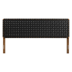 Sparta Walnut/Black Weave Vegan Leather King Headboard - Ornate Home