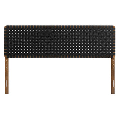 Sparta Walnut/Black Weave Vegan Leather King Headboard - Ornate Home